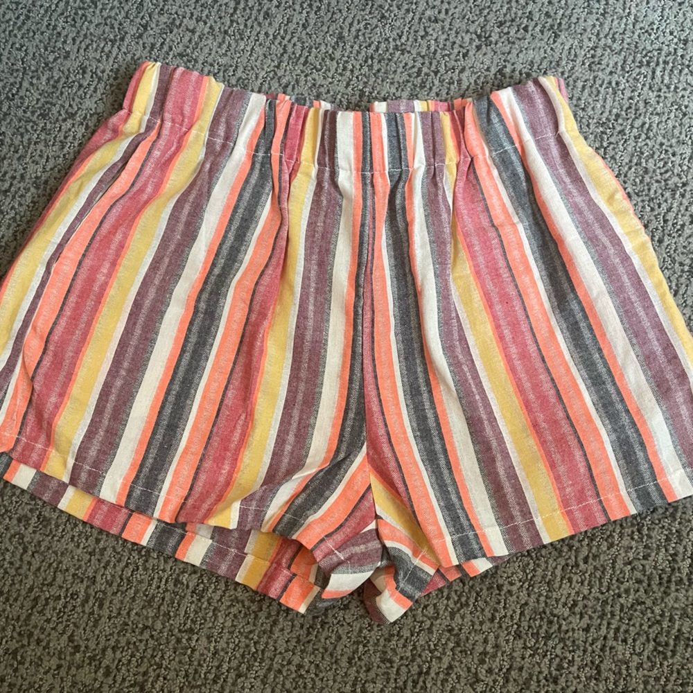 Striped Paper Bag Shorts